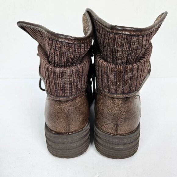 Born | BOC Saturn II Latte Faux Leather Fold Over Combat/Moto Lug Boot 7 - Picture 5 of 9